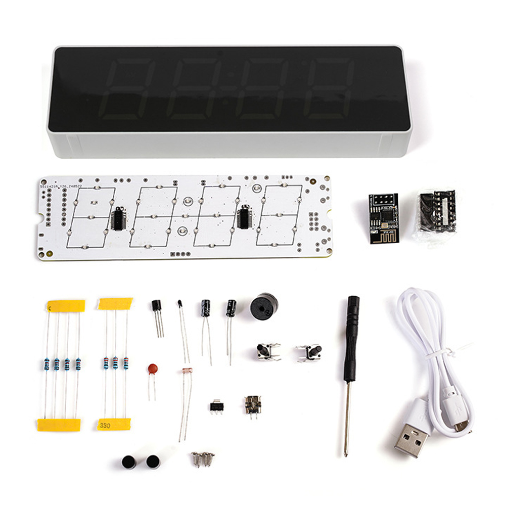 Diy Electronics Gadgets - カラフルなwifiインテリジェント電子時計キット、DIY溶接練習部品セット、自動時間同期、esp8266