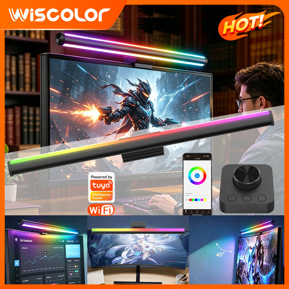 Rgb Desk Lamp Smart - スマートWiFi RGBモニターライトバーLEDライトモニターデコレーションゲーミングライトバーPCスクリーン吊り下げ式APPリモコンランプ