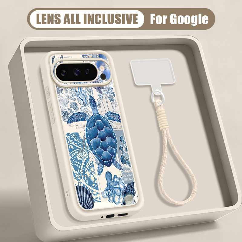 Google Pixel 9 - ウミガメ柄リストストラップ付きケース Google Pixel 10 9 8