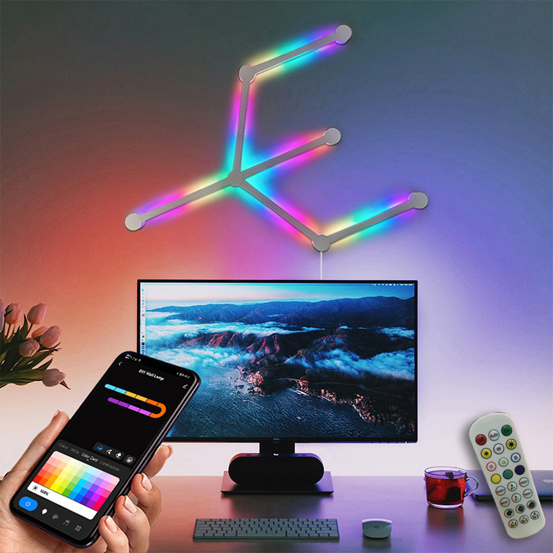 Rgb Desk Lamp Smart - RGBライトバー、音楽リズム同期用のBluetoothアプリ制御、DIYテレビバックライト、ゲームルーム用スマートLEDウォールランプ、PCデスク装飾