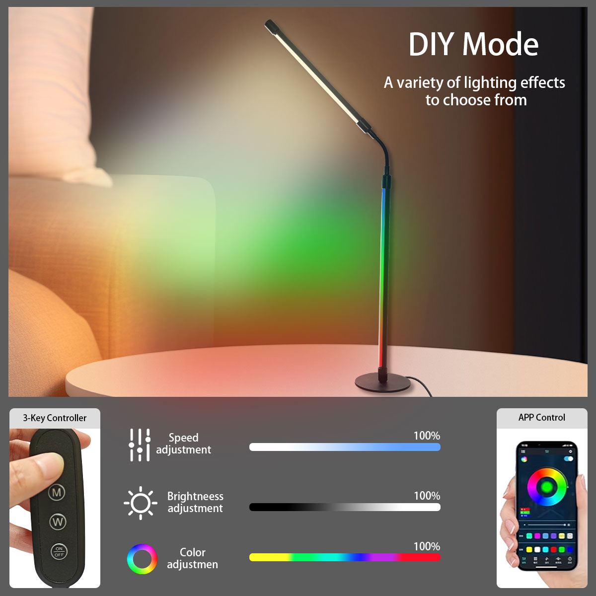 スマートRGBカラーチェンジLEDデスクランプ、多機能カラー - Rgb Desk Lamp Smart のレビューと価格
