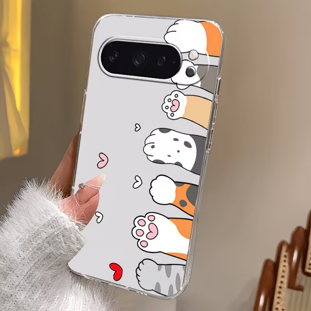 漫画猫の足跡クリスタルクリアシリコン製スマホケース Goog - Google Pixel 9 のレビューと価格