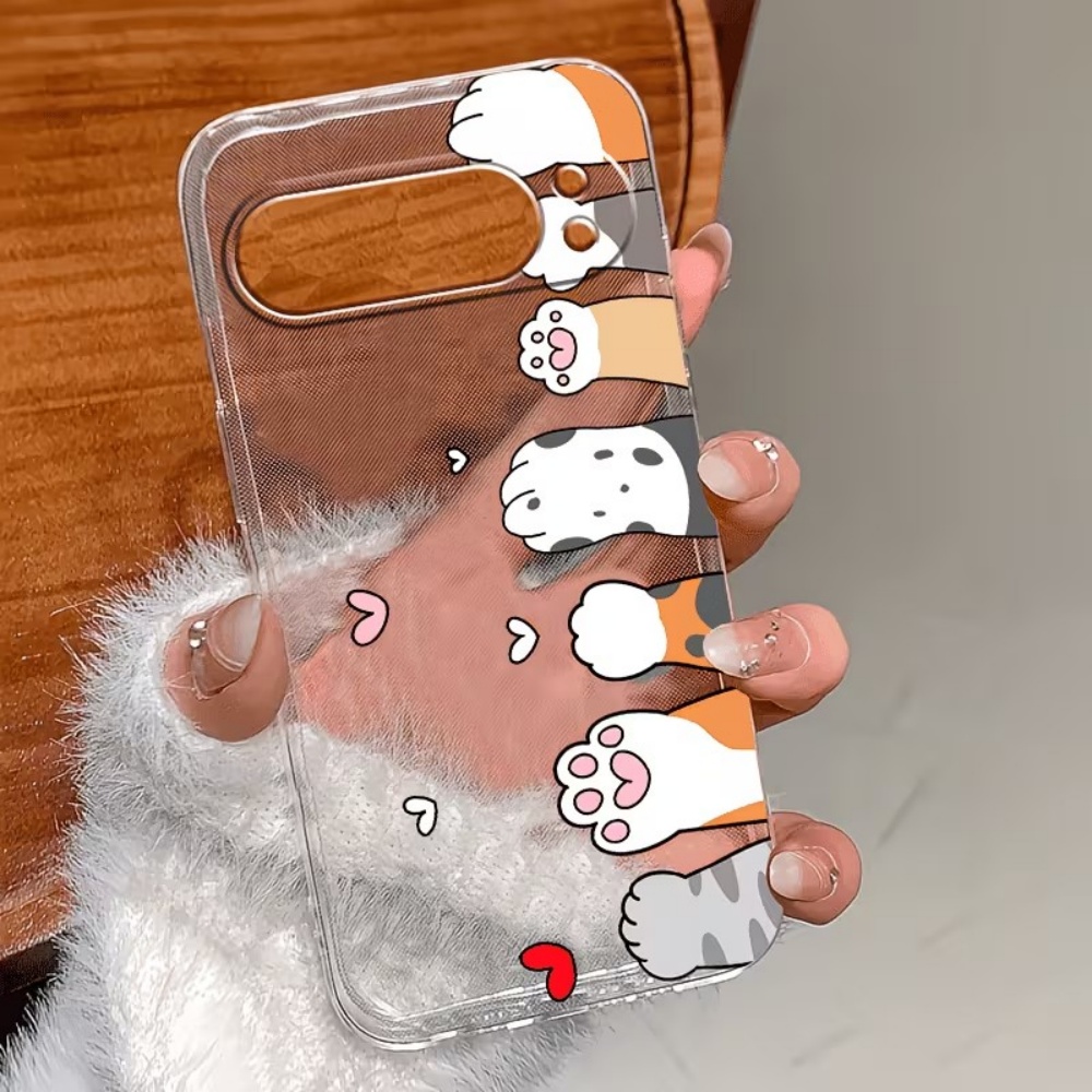 漫画猫の足跡クリスタルクリアシリコン製スマホケース Goog - Google Pixel 9 のレビューと価格