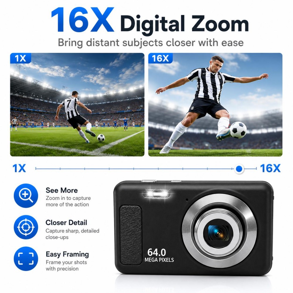 4KウルトラHDポータブルデジタルカメラ 64MP 16倍ズ - Electronics Gadgets For Home のレビューと価格