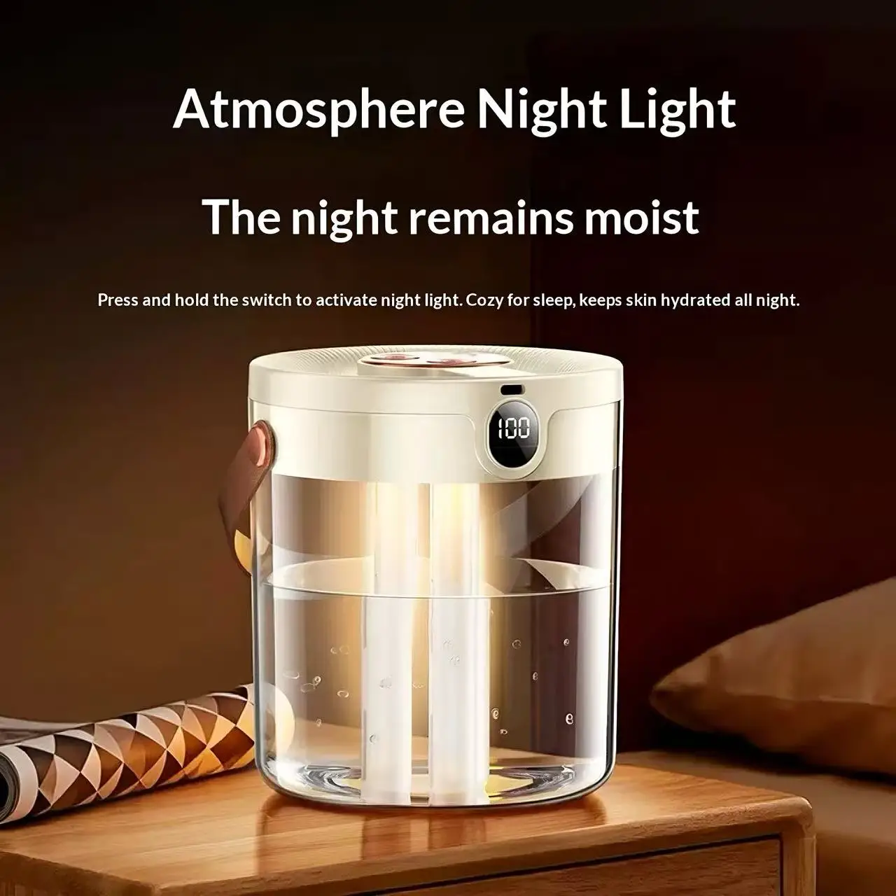 充電式3スプレー加湿器 大容量 静音空気加湿器 ナイトライト - Electronics Gadgets For Home のレビューと価格