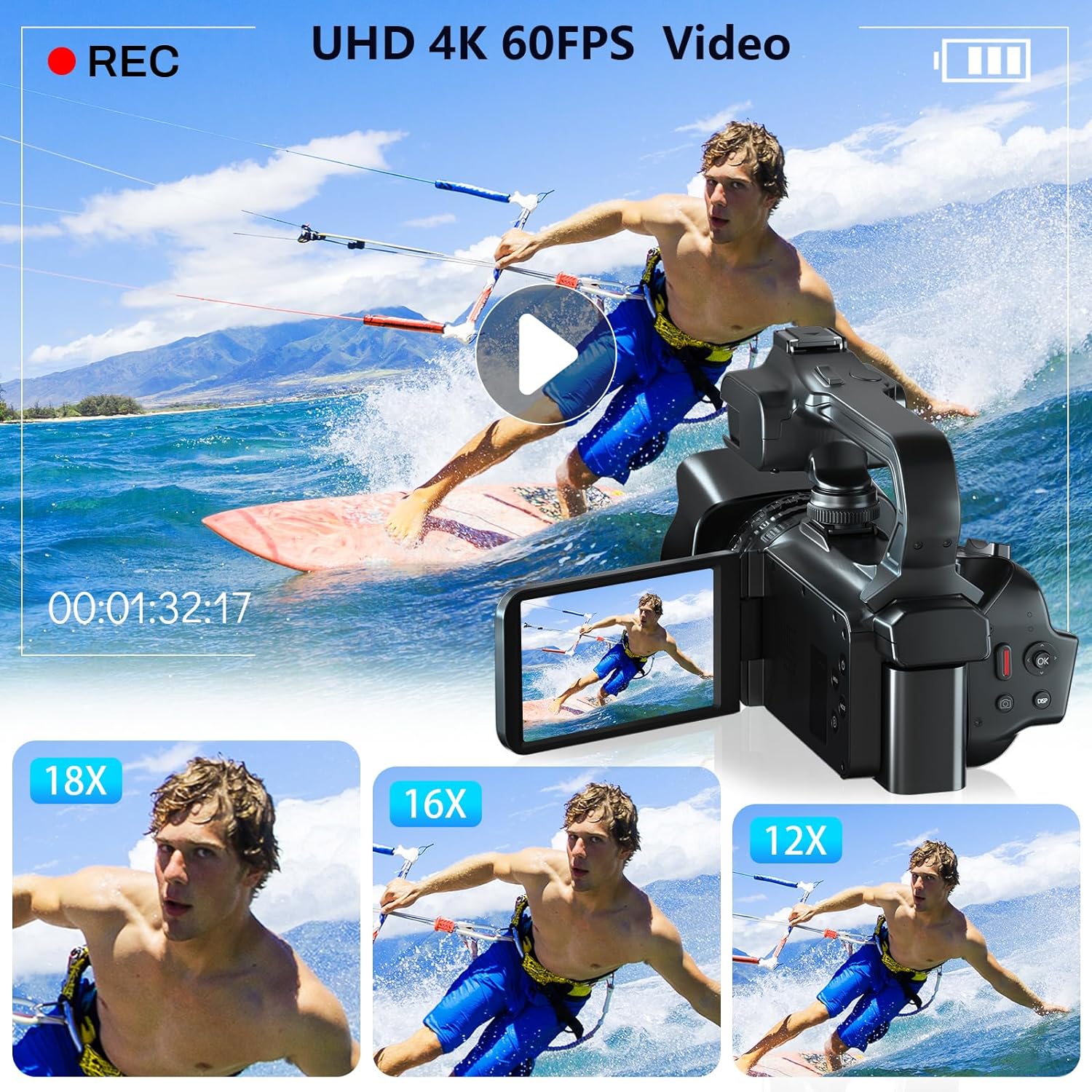 4Kプロフェッショナルビデオカメラ 写真撮影用 64MPウル - Electronics Gadgets For Home のレビューと価格