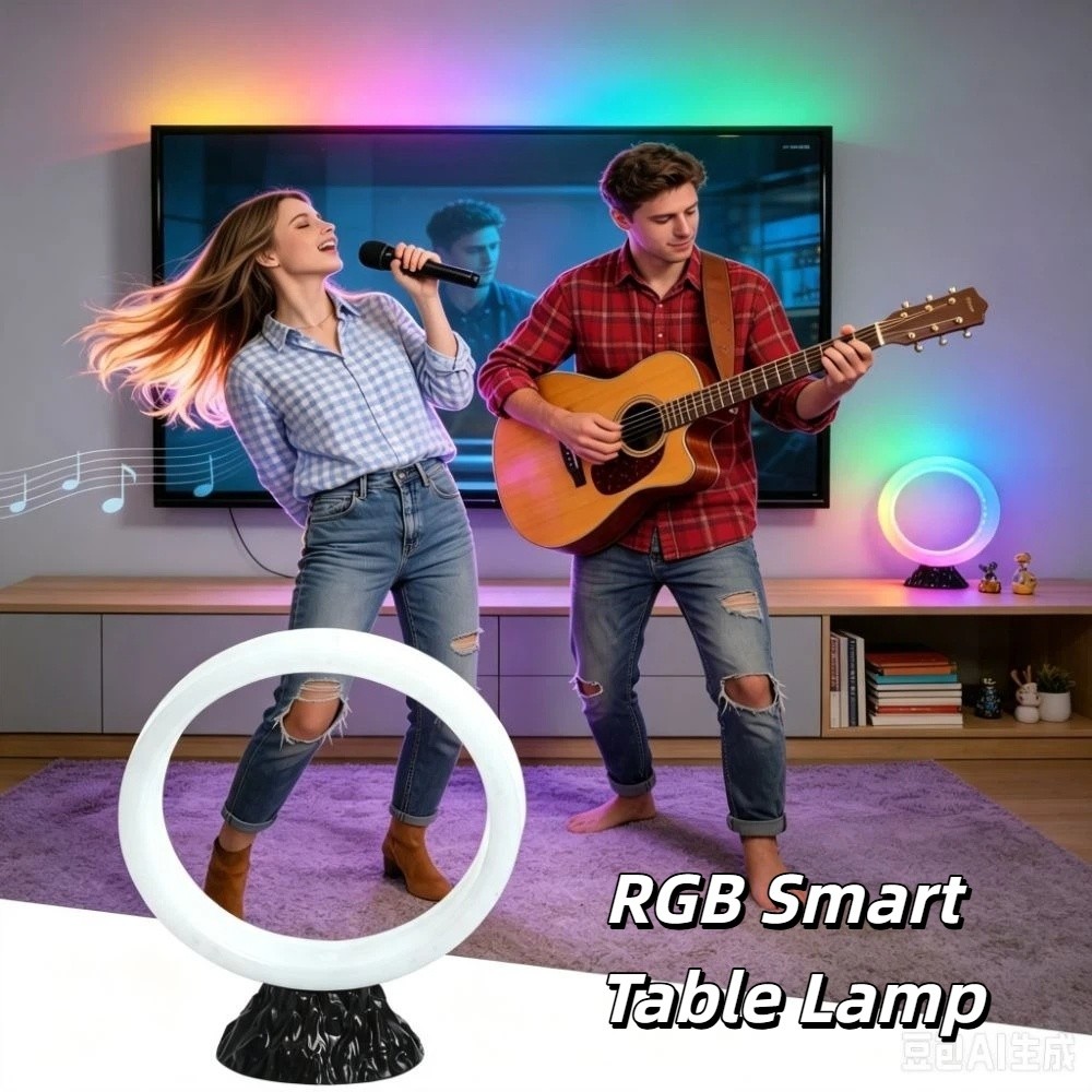 RGBカラーチェンジングRGBスマートテーブルランプ、円形デ - Rgb Desk Lamp Smart のレビューと価格