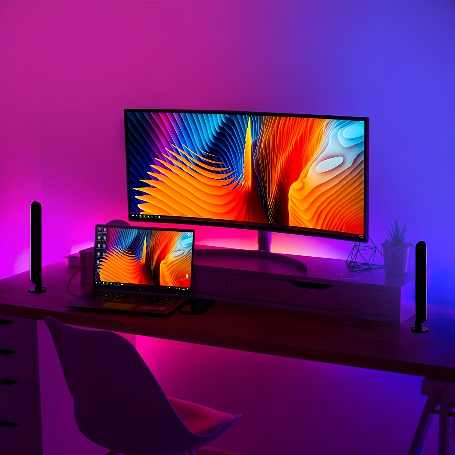 1/2個 LEDデスクトップスマートRGBライトバー リモコ - Rgb Desk Lamp Smart のレビューと価格