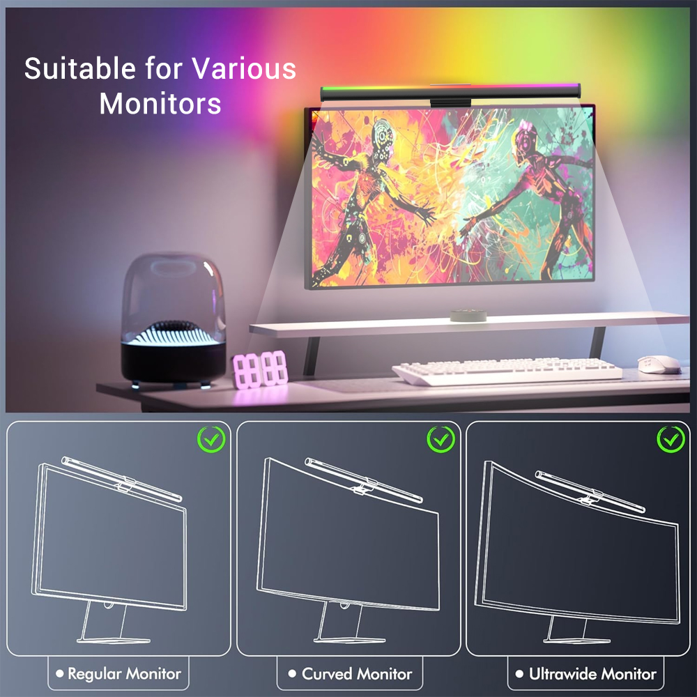 RGBスマートWiFiモニターライトバーセットアップLEDラ - Rgb Desk Lamp Smart のレビューと価格